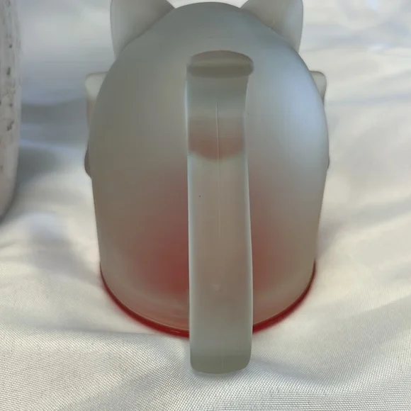 Lucky cat frosted glass mug